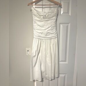 MANGO- White strapless midi ruched poplin dress
(only worn once )